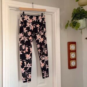 Victoria’s Secret Black and Pink Lily Flower Leggings